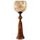 Puri Candle Holder- Large - Natural Brown On Wood With Smoke Glass Globe