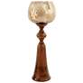 Puri Candle Holder - Medium - Smoked Glass &#38; Natural Wood Finish