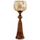 Puri Candle Holder - Medium - Smoked Glass & Natural Wood Finish