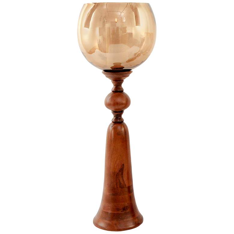 Image 1 Puri Natural Brown Large Wood Candle Holder