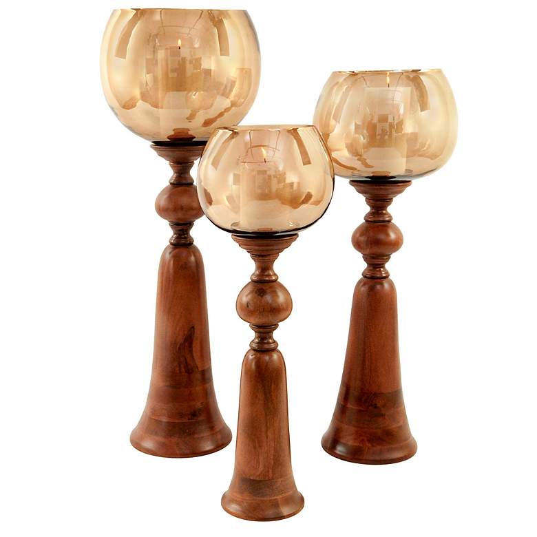 Image 3 Puri Natural Brown Large Wood Candle Holder more views