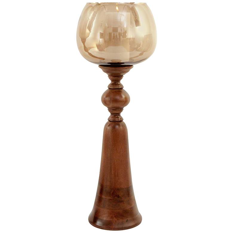 Image 1 Puri Natural Brown Medium Wood Candle Holder