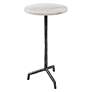 3_Puritan 12"W Aged Black Iron White Marble Round Drink Table more views
