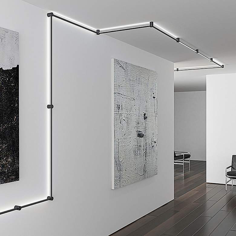 Image 2 Purolinear 73.25" Wide 2-Light Satin Black LED Wall Bar more views