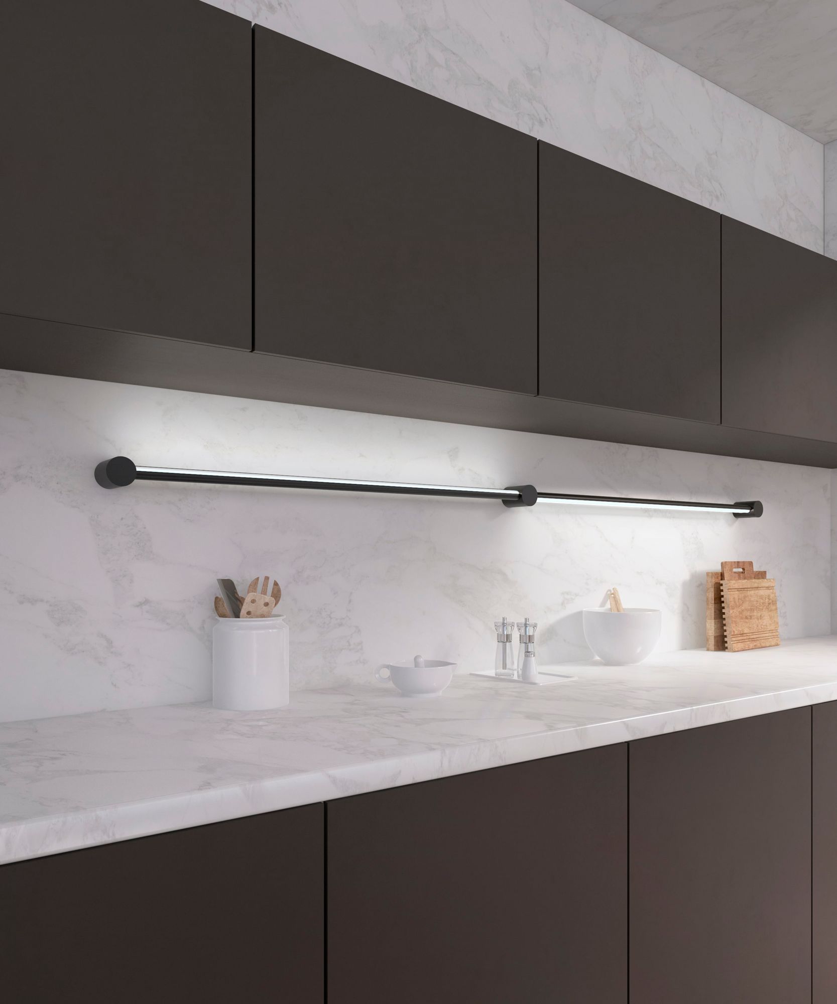 Image 3 Purolinear 73.25" Wide 2-Light Satin Black LED Wall Bar more views