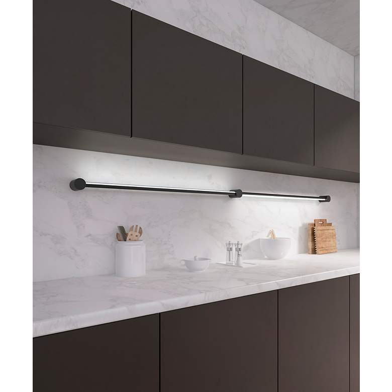 Image 3 Purolinear 73.25" Wide 2-Light Satin Black LED Wall Bar more views