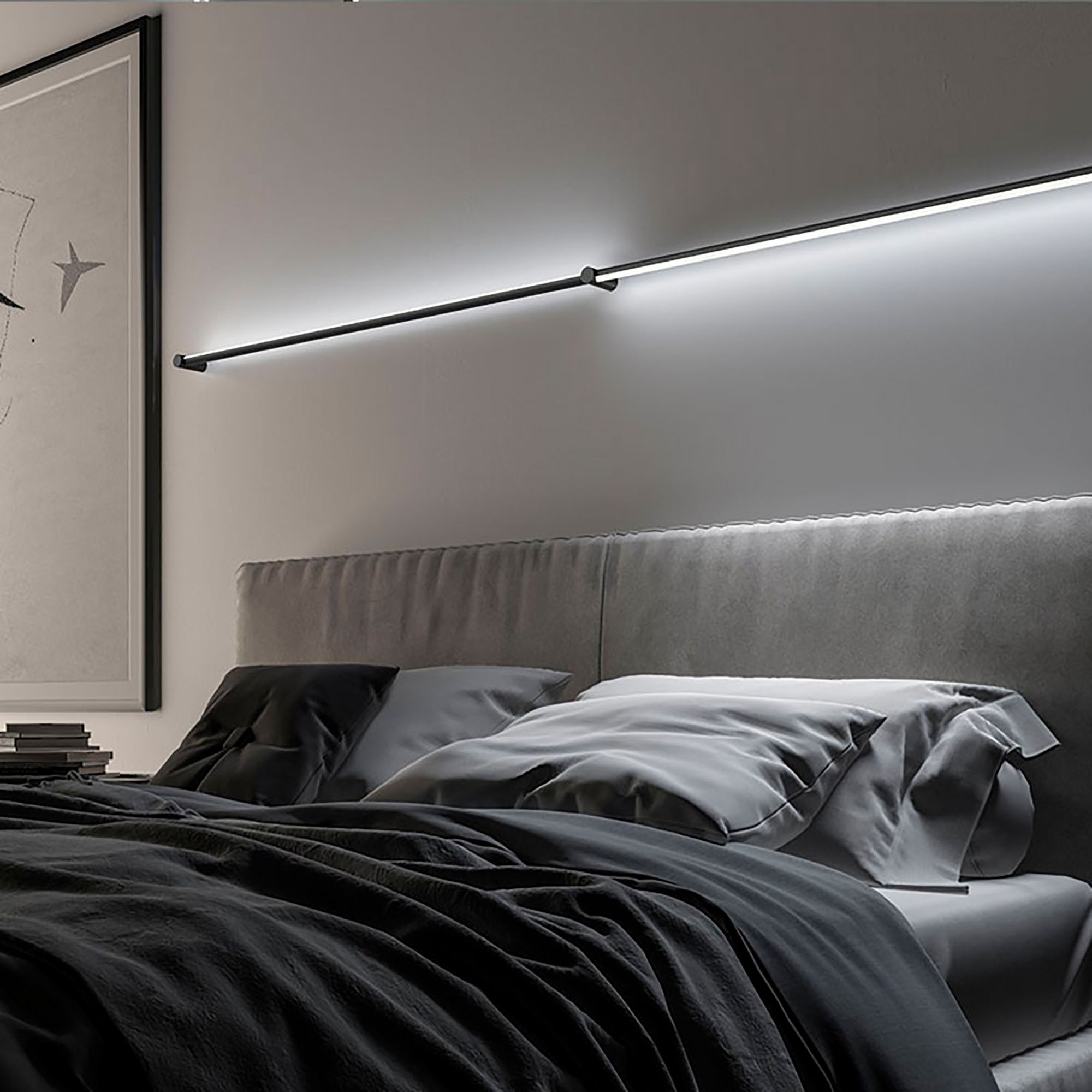 Image 4 Purolinear 73.25" Wide 2-Light Satin Black LED Wall Bar more views