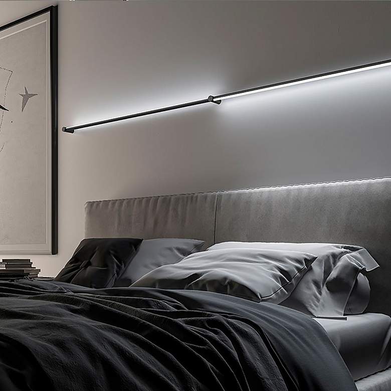 Image 4 Purolinear 73.25" Wide 2-Light Satin Black LED Wall Bar more views