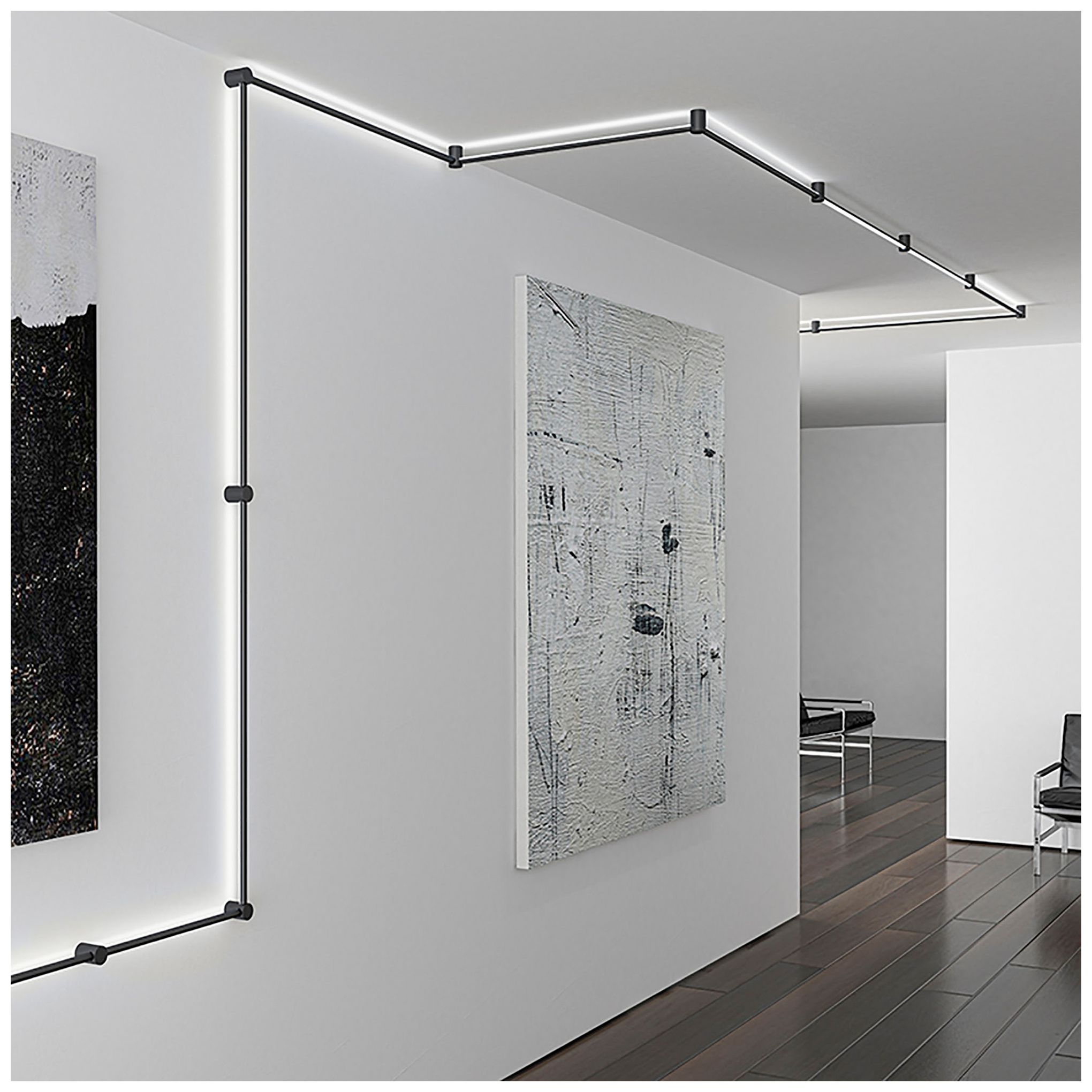 Image 2 Purolinear 97.25" Wide 2-Light Satin Black LED Wall Bar more views
