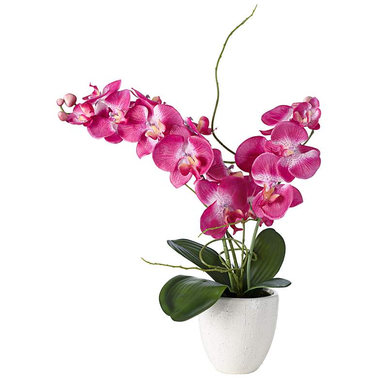 Image 1 Purple 22 inch High Silk Orchids in White Ceramic Pot