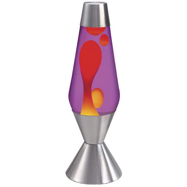 Image 1 Purple and Yellow with Silver Base Official Large Lava® Lamp