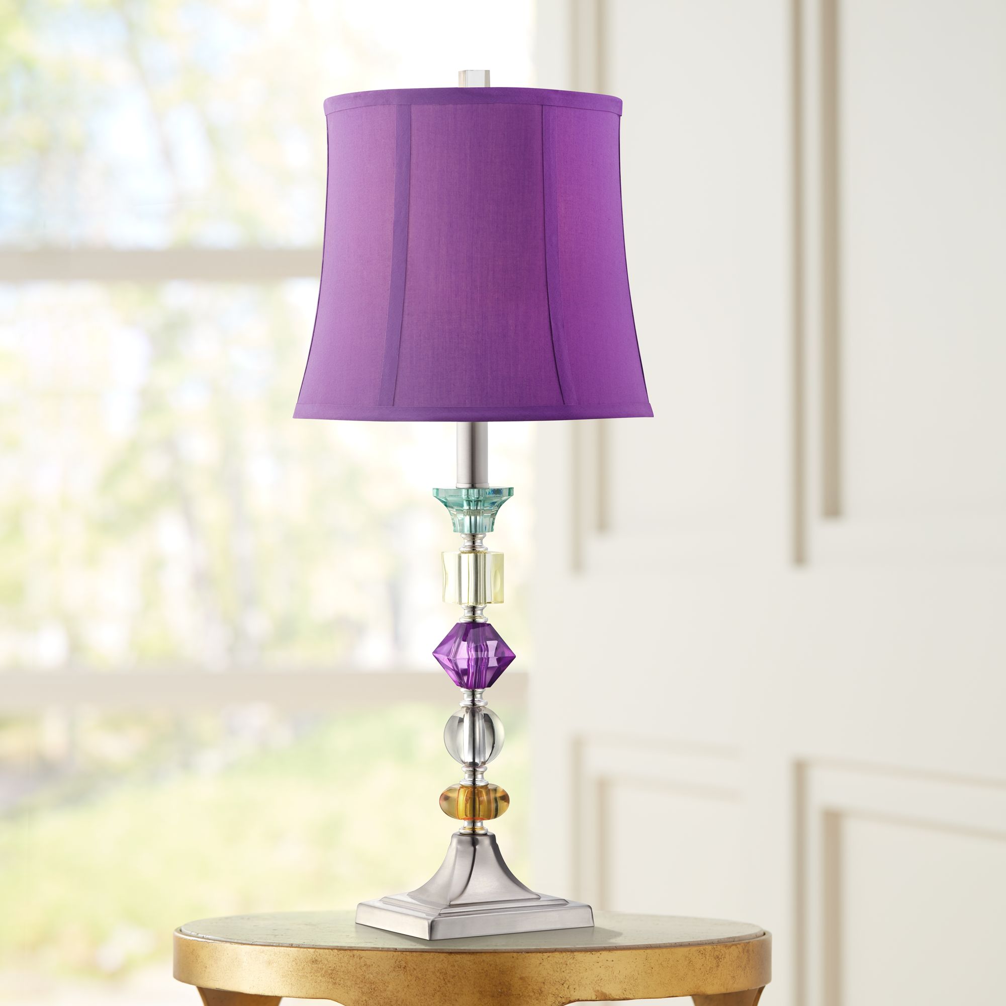 purple and white lamp