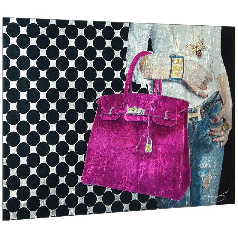 Image 4 Purple Birk Reverse Printed Tempered Glass with Silver Leaf Wall Art more views
