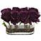 Purple Blooming Roses 8 1/2" Wide Faux Flowers in Glass Vase