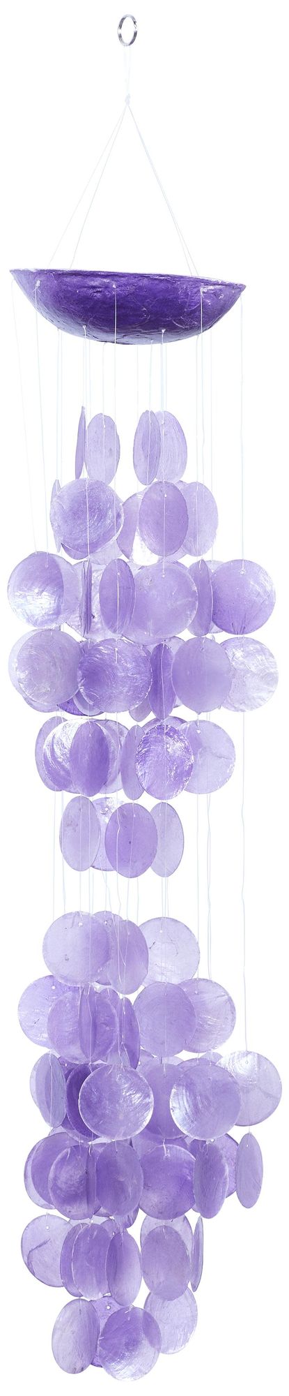 Image 5 Purple Capiz Shell Coastal Windchime, 7" x 7" x 35" more views
