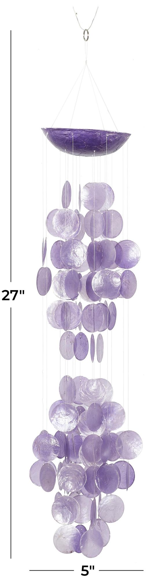 Image 6 Purple Capiz Shell Coastal Windchime, 7" x 7" x 35" more views