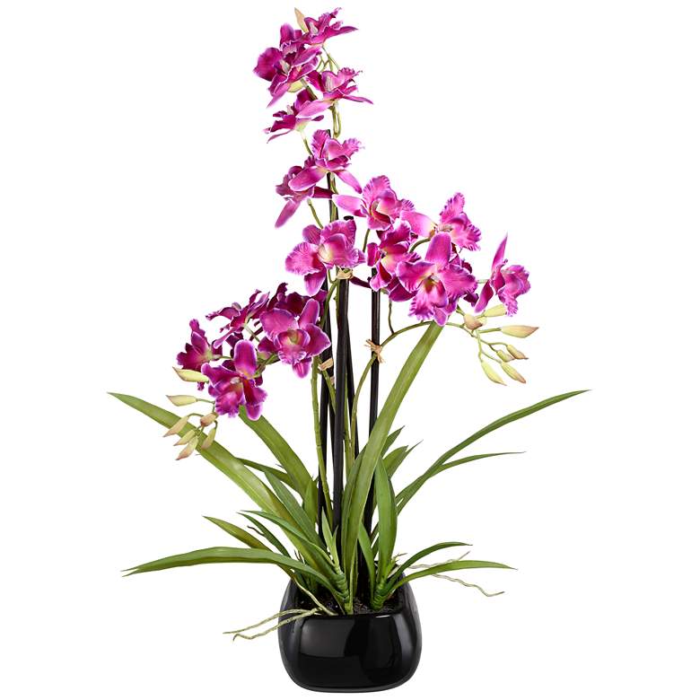 Image 2 Purple Cattleya 23" High Silk Potted Plant more views