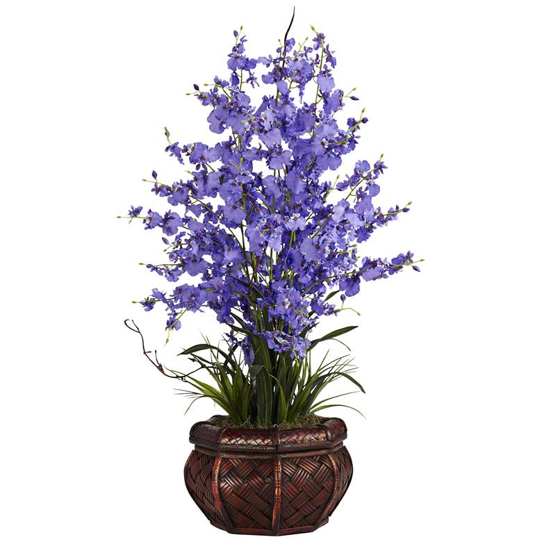 Image 1 Purple Dancing Lady 30" High Faux Flowers in Burgundy Pot