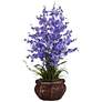 Purple Dancing Lady 30" High Faux Flowers in Burgundy Pot