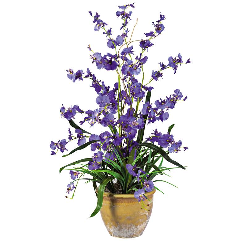 Image 1 Purple Dancing Lady Orchid 26" High Potted Faux Flowers
