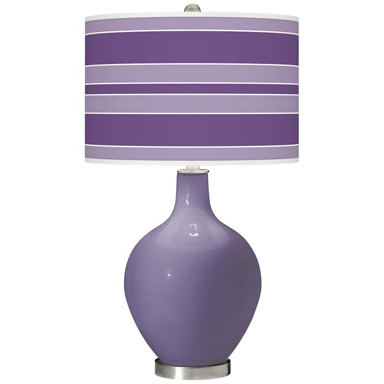 Image 1 Purple Haze Bold Stripe Ovo Glass Table Lamp
