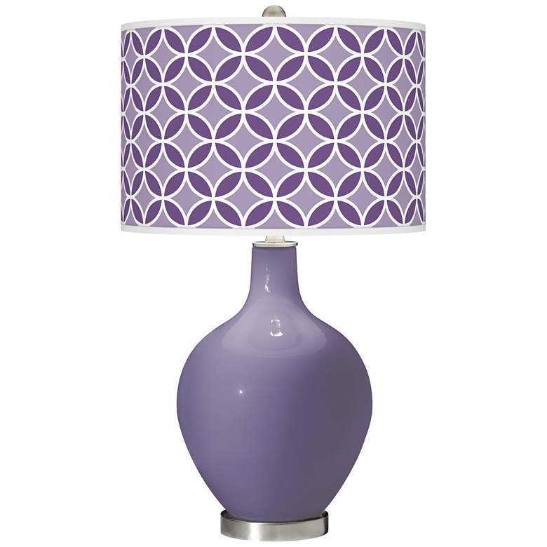 Image 1 Purple Haze Circle Rings Ovo Glass Table Lamp