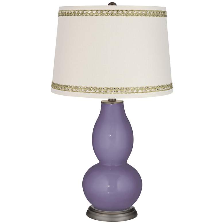 Image 1 Purple Haze Double Gourd Table Lamp with Rhinestone Lace Trim
