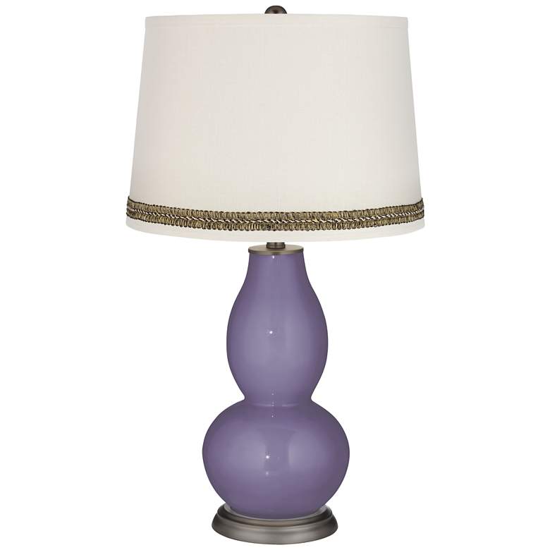 Image 1 Purple Haze Double Gourd Table Lamp with Wave Braid Trim