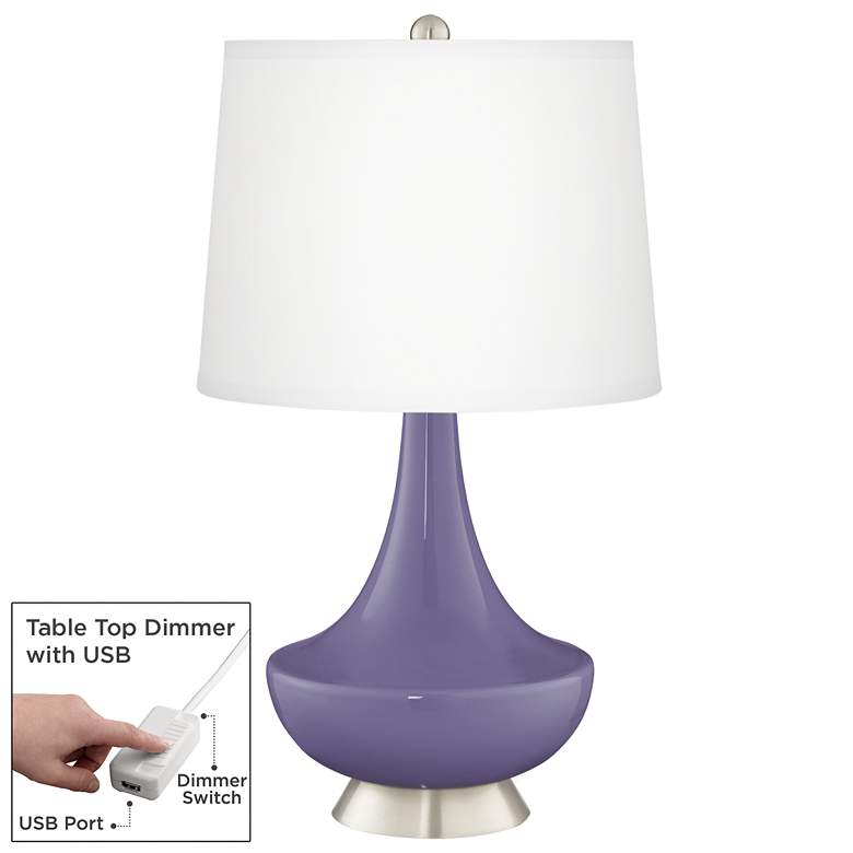 Image 1 Purple Haze Gillan Glass Table Lamp with Dimmer