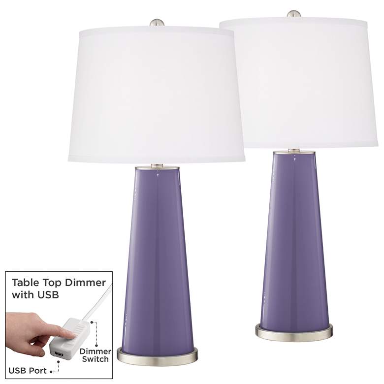Image 1 Purple Haze Leo Table Lamp Set of 2 with Dimmers