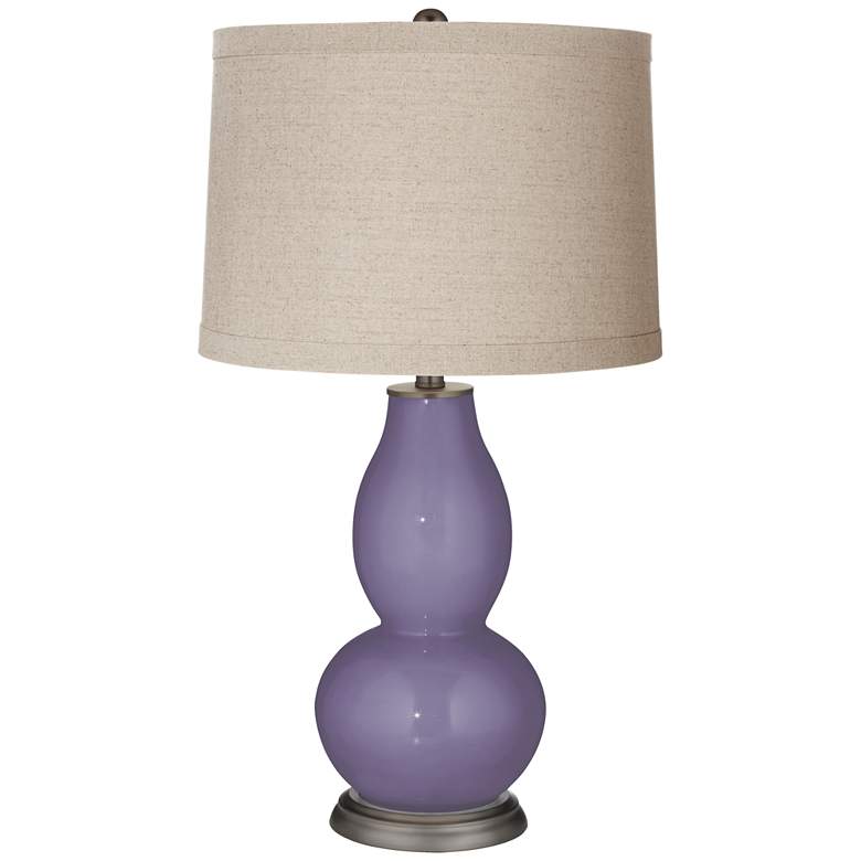 Image 1 Purple Haze Linen Drum Shade Double Gourd Table Lamp