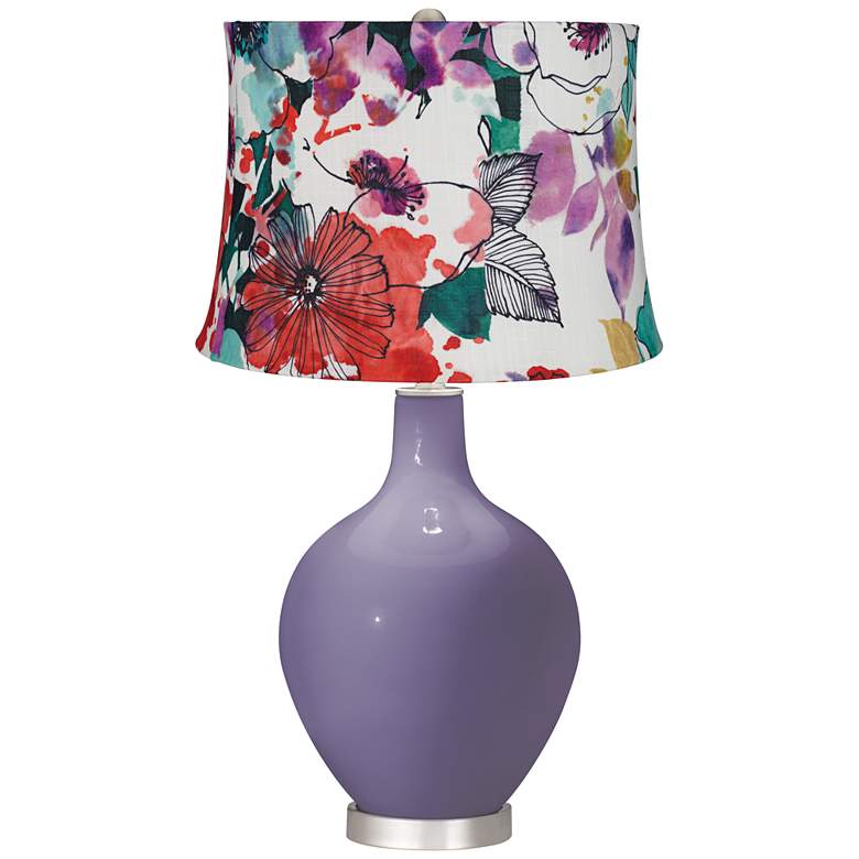 Image 1 Purple Haze Multi-Color Flowers Ovo Table Lamp