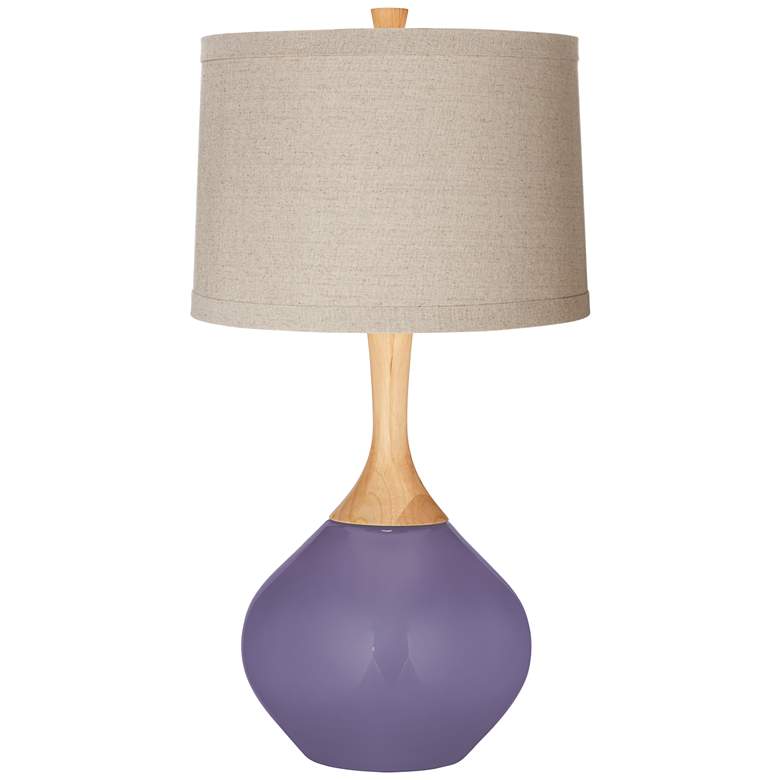 Image 1 Purple Haze Natural Linen Drum Shade Wexler Table Lamp