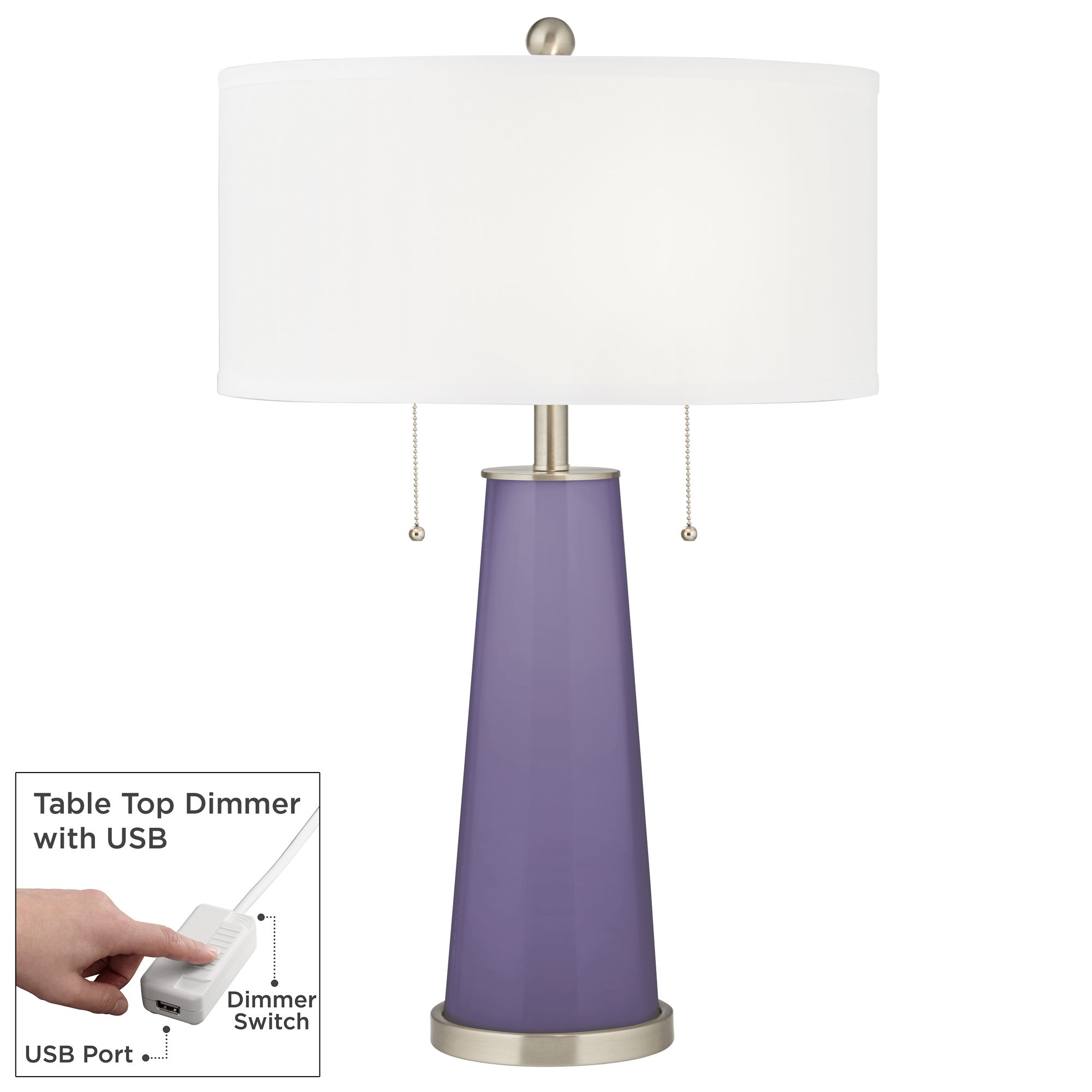 Image Purple Haze Peggy Glass Table Lamp With Dimmer