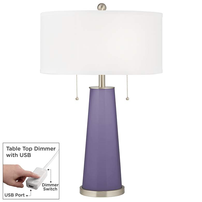 Image 1 Purple Haze Peggy Glass Table Lamp With Dimmer