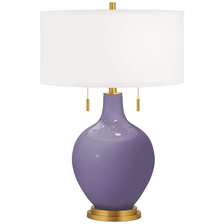 Image 2 Purple Haze Toby Brass Accents Table Lamp with Dimmer