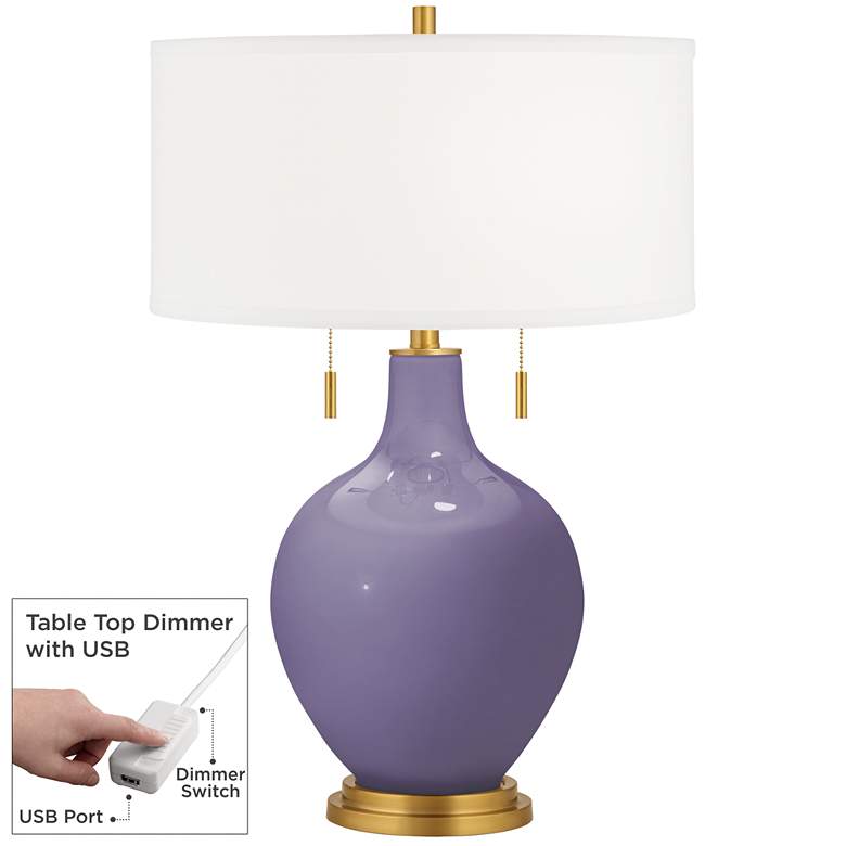 Image 1 Purple Haze Toby Brass Accents Table Lamp with Dimmer