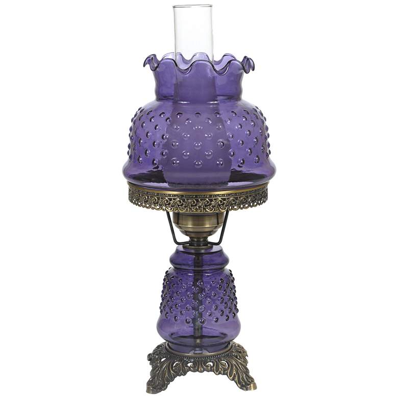 Image 1 Purple Hobnail Glass 18 1/2 inchH Hurricane Accent Table Lamp