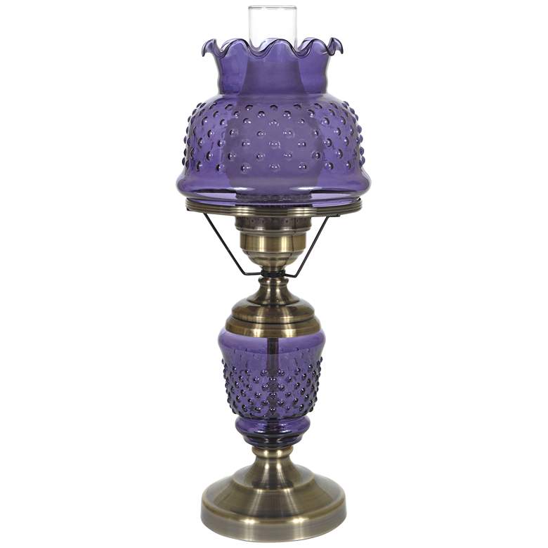 Image 1 Purple Hobnail Glass 22 inch High Hurricane Table Lamp