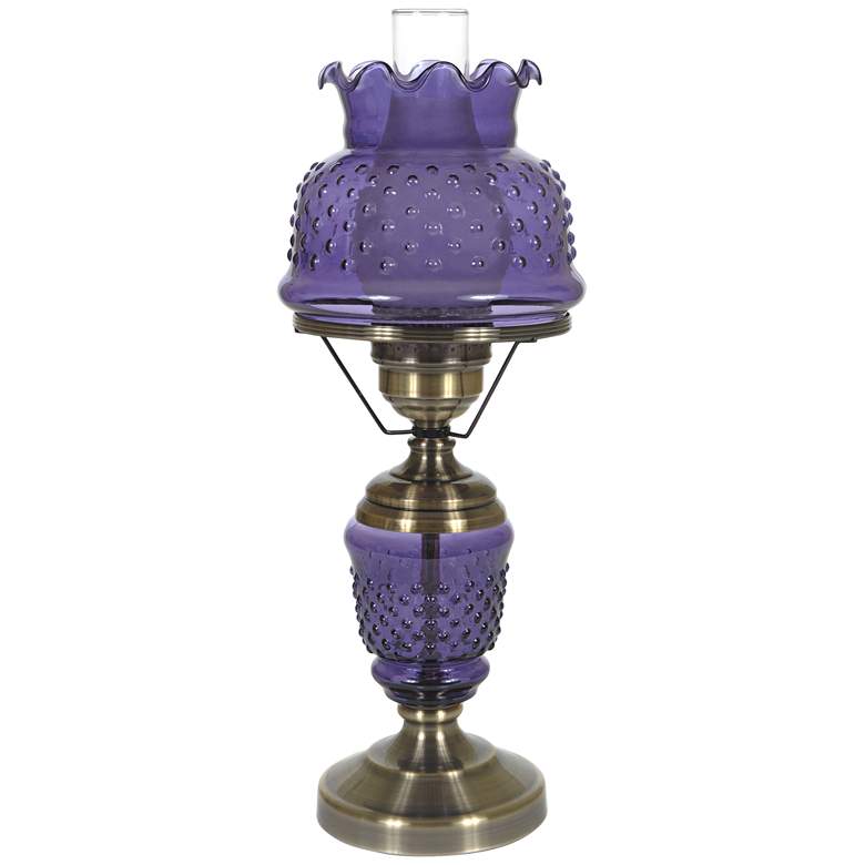 Image 1 Purple Hobnail Glass 22" High Hurricane Table Lamp