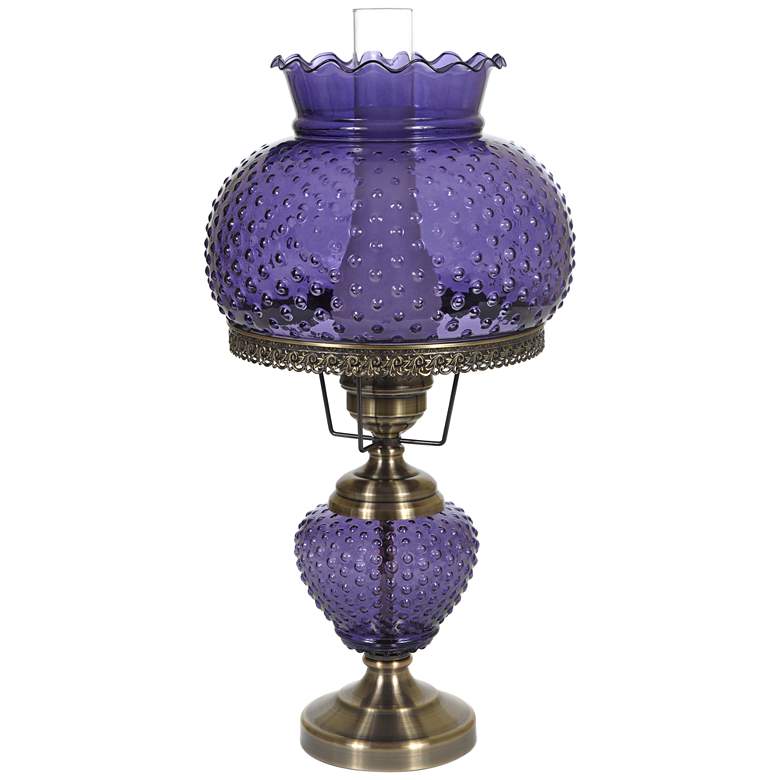 Image 1 Purple Hobnail Glass 26 inch High Hurricane Table Lamp