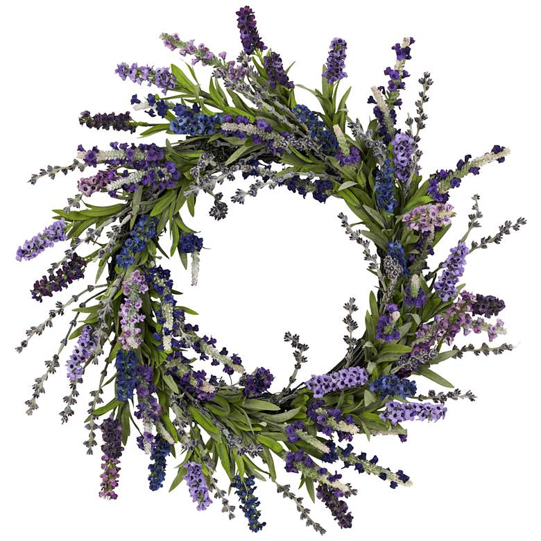 Image 1 Purple Lavender 20" Round Faux Flower Wreath Wall Decor