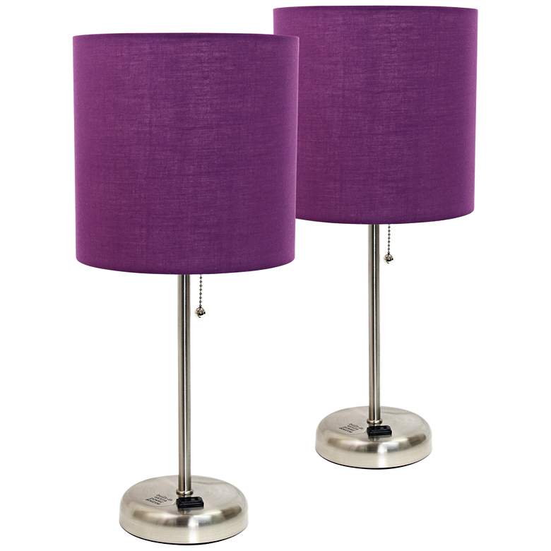 Image 1 Purple LimeLights Power Outlet Table Lamps Set of 2