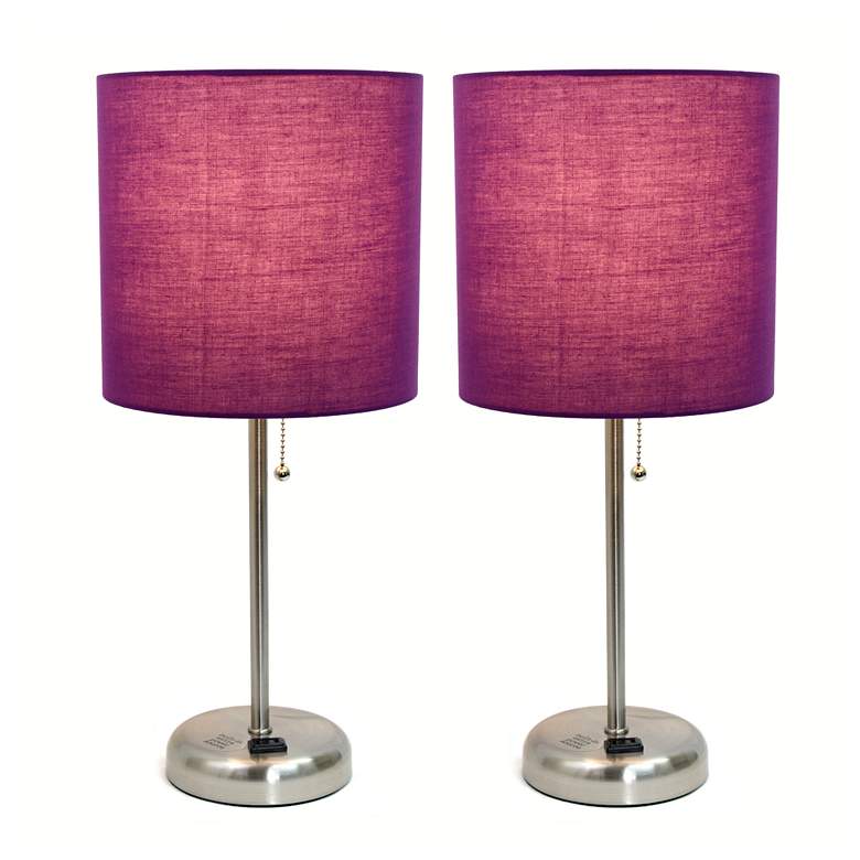 Image 4 Purple LimeLights Power Outlet Table Lamps Set of 2 more views