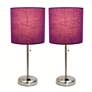 Purple LimeLights Power Outlet Table Lamps Set of 2