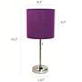 Purple LimeLights Power Outlet Table Lamps Set of 2