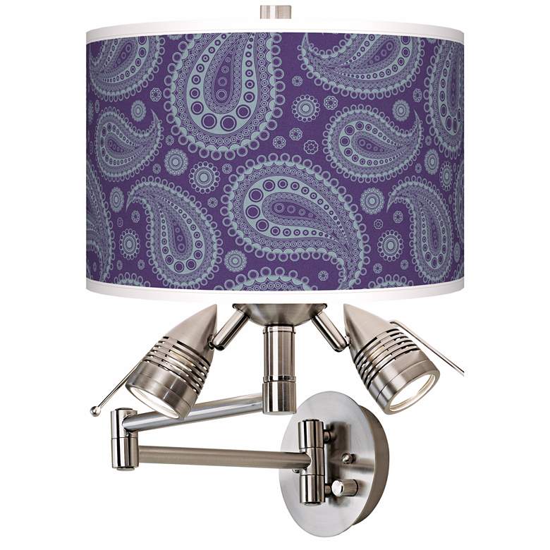 Image 1 Purple Paisley Giclee Side Lights Plug-In Swing Arm Wall Light