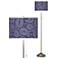 Purple Paisley Linen Brushed Nickel Floor Lamp