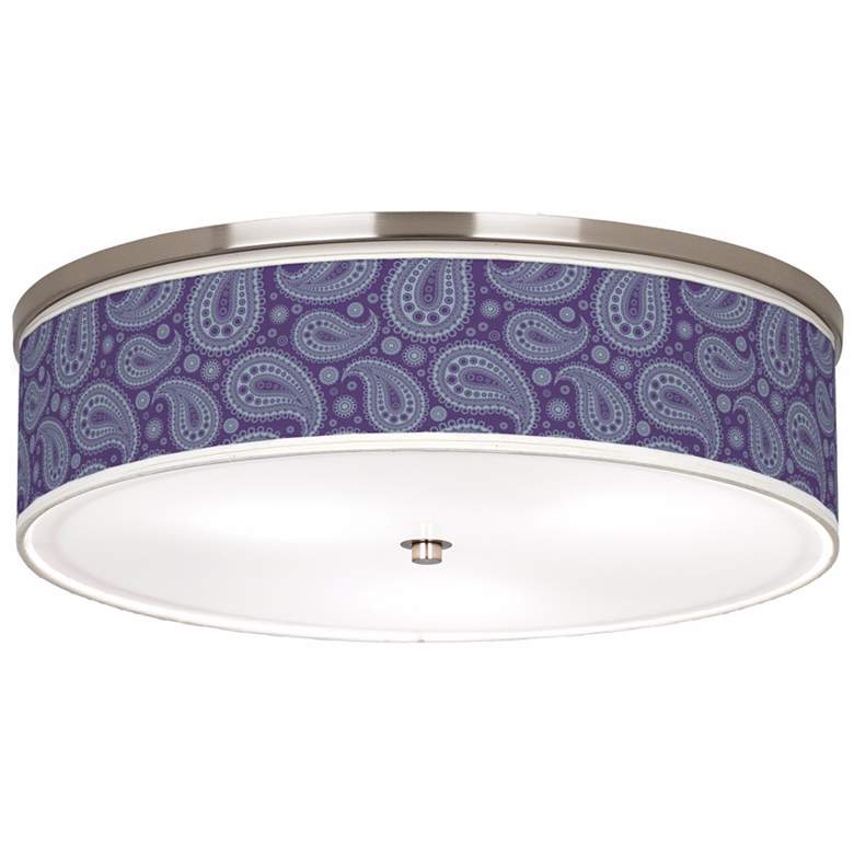 Image 1 Purple Paisley Linen Giclee 20 1/4 inch Wide Ceiling Light