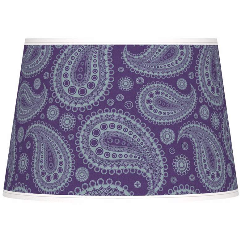 Image 1 Purple Paisley Linen Giclee Tapered Shade 13x16x10.5 (Spider)